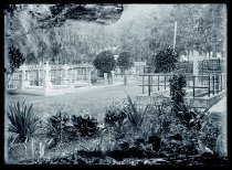 Saint Philomena Church graveyard with the graves of Sacred Hearts fathers and brothers, Kalawao, Molokai.