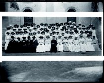 Father Wendelin Mollers, SS.CC. and women of the Cathedral of Our Lady of Peace, Honolulu, Oahu,