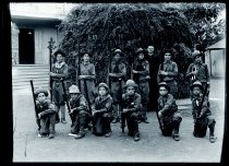 Father Reginald Yzendoorn, SS.CC., with Boy Scout troop, Catholic Mission grounds, Honolulu, Hawaii.