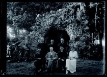 Group portrait in front of the grotto of the Blessed Virgin Mary at Our Lady of Victory Church, Lahaina, Maui.