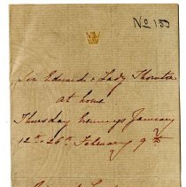 Colfax Collection, Invitation 
To Schuyler Colfax from Sir Edward & Lady Thornton.