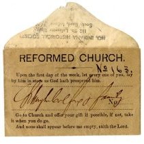 Envelope, Offering
Reformed Church