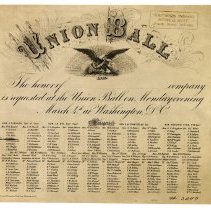Invitation
Union Ball Washington DC, March 4, 1861