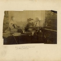 RLS & Belle in the library at Vailima