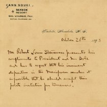 ANS from RLS to President & Mrs. Dole 1893