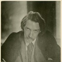 Copy:  RLS writing at desk, Bournemouth, 1885