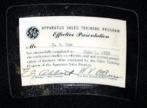 GE Apparatus Sales Training Program Certificate