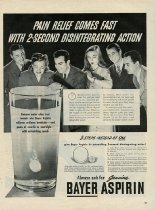 "Pain relief comes fast with 2-second disintegrating action" - Bayer Aspirin