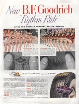 "New B.F. Goodrich / "Rythm Ride" / gives you greater comfort, safety, mileage"