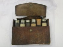 Case with Five Medicine Vials and One Graduated Cylinder