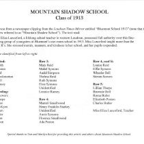 Mt. Shadow School Class of 1913 Listing