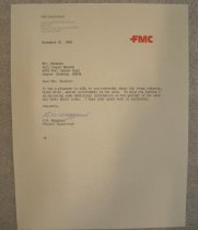 Letter from FMC Corp