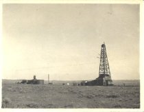 Oil derrick and tank