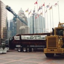 Logging Trucks outside Truck Loggers Convention