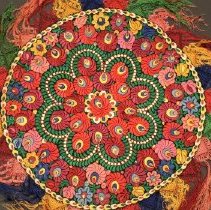 Matyo design embroidered round table cloth