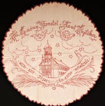 Embroidered table cloth of St John Greek Catholic Church on Buckeye Rd.