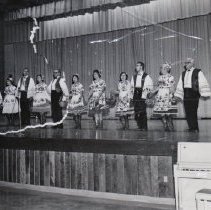 Kalocsai Folklore Group dancers on stage