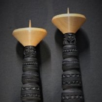 Wood carved candlesticks