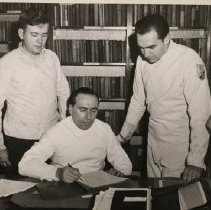 Menyhart and colleages preparing fencing schedule