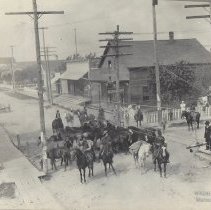 Herding horses in Market St.