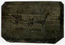 Unidentified men (unidentified civilians) with horse and buggy