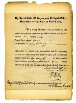 New York City Manumission certificate for slave named George, April 21, 1814