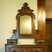 Victorian Dresser with Mirror (five drawers, marble inset)