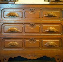 Victorian Dresser with Mirror (five drawers, marble inset)