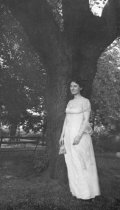 Agnes Peter Mott in front of Oak Tree