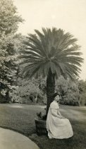 Agnes Peter Mott Sitting Beside Sago Palm