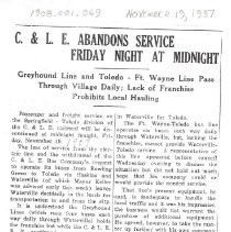 C. & L. E. Railroad End of Service Notice