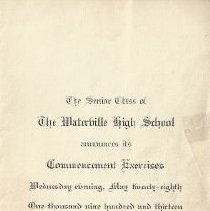 Waterville High School Class of 1913 Commencement Program