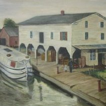 Weihl Painting of Rupp Canal Store and Canal Boat