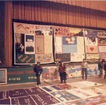 Wide view of people at memorial