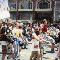 crowd marching at SF Pride