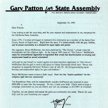 Letter from gary patton