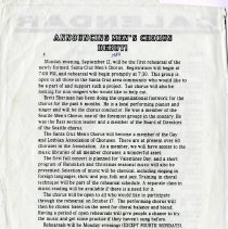 Gay Men's Chorus debut and calendar