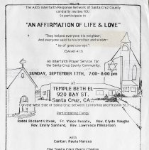 Flier for "An Affiramtion of Life and Love"
