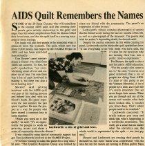 Clipping about the AIDS Quilt Display