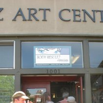 People outside reception.