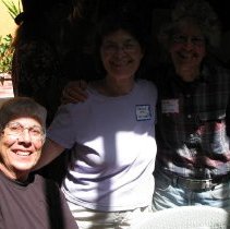 People pose at reception.