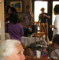 candid of woman singing.