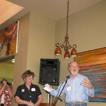 John Laird speaks to crowd at the awards ceremony.