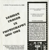Lesbian Photography event poster.