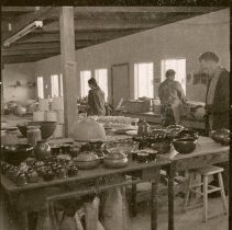 Individuals at the pottery studio.