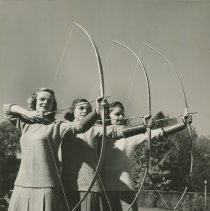 Three Students Doing Archery, ca 1941
