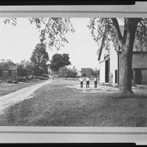 Elliott Street, Haverhill, with three men and a barn
