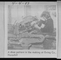 Woman working at machine, Lawrence J. Ewing Shoe Patterns