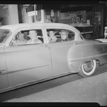 Louis B. Mayer in a car, touring Haverhill