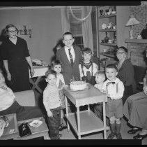 Birthday celebration, six children and six adults